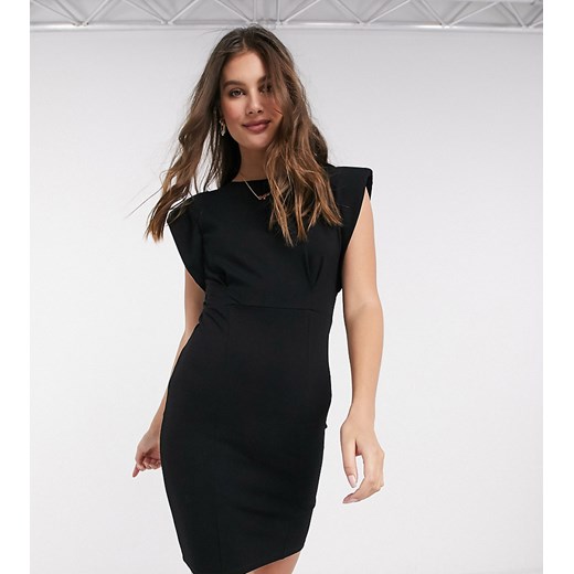 ASOS DESIGN Tall – Czarna sukienka mini z poduszkami na ramionach i widocznym szwem-Czarny 46 Asos Poland