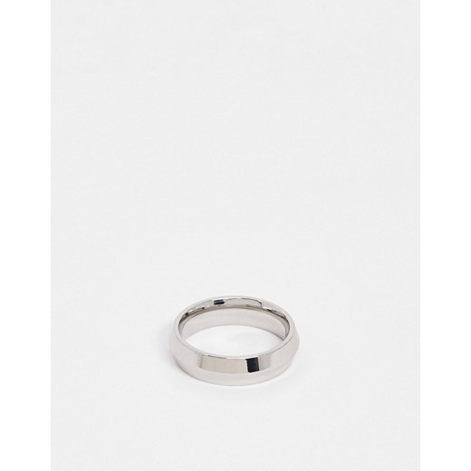 ASOS DESIGN – Wyprofilowany pierścionek ze stali nierdzewnej w kolorze srebrnym M Asos Poland