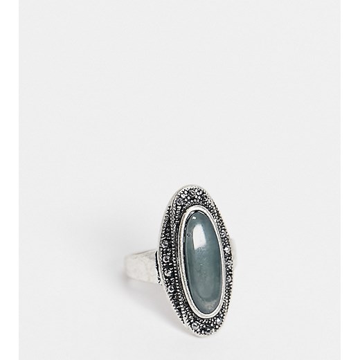 Reclaimed Vintage Inspired – Pierścionek w kolorze oksydowanego srebra z ozdobnym kamieniem-Srebrny Reclaimed Vintage M Asos Poland