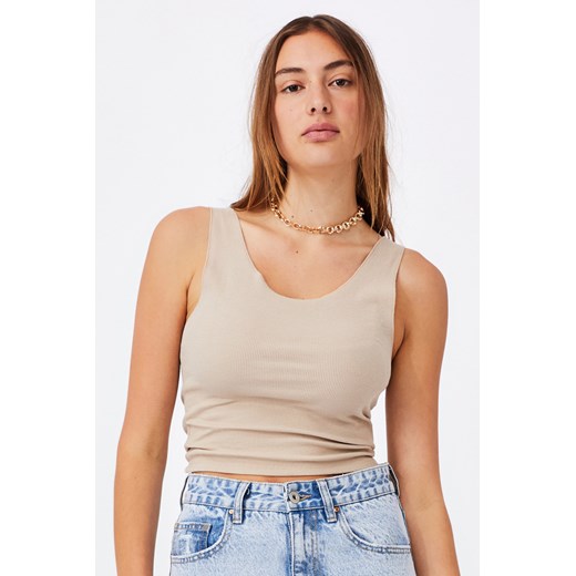 Damski top basic Kerr Crop beżowy beżowy Cotton On M Astratex