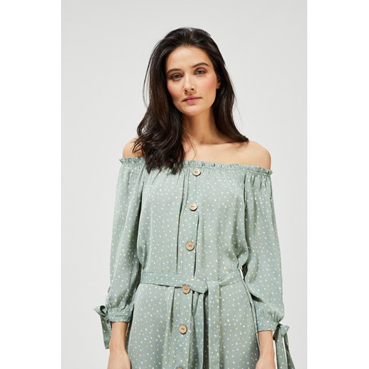 Sukienka Moodo.pl z długim rękawem z dekoltem typu hiszpanka mini casual 