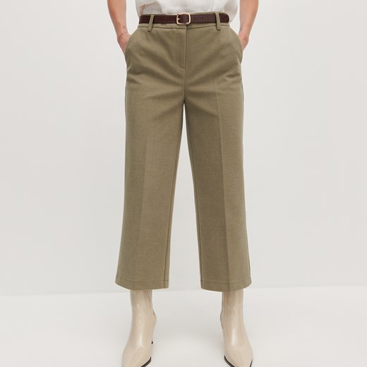 Reserved - Dzianinowe spodnie z kantem - Zielony Reserved 44 Reserved okazja