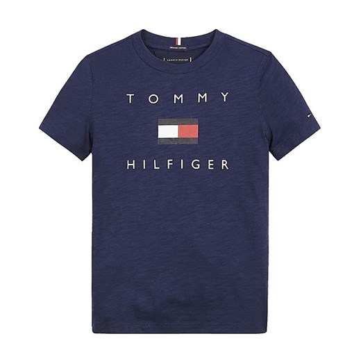 T-shirt chłopięce granatowy Tommy Hilfiger z napisami 