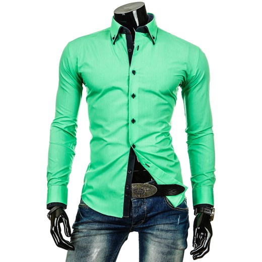 Koszula z długim rękawem (dx0244) - Zielony dstreet mietowy bawełniane