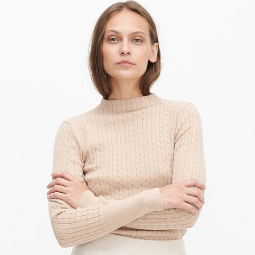 Reserved - Sweter z ozdobnym splotem - Beżowy Reserved M promocja Reserved