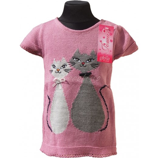 Różowa tunika z kotkami - rozmiar 104 piccolino-sklep-pl fioletowy akryl