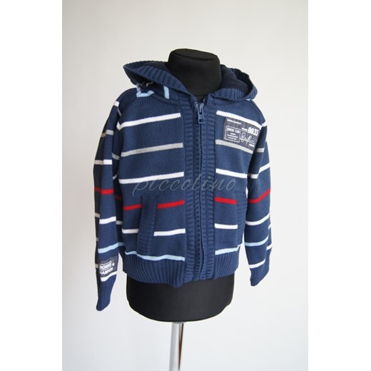 Sweter chłopięcy z kapturem Kiki Kids - rozmiar 128 piccolino-sklep-pl niebieski akryl