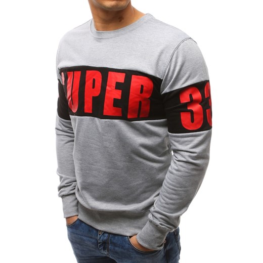 Gray men's sweatshirt with print BX3460 Dstreet XL Factcool