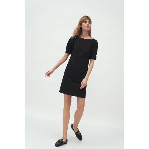 Czarna sukienka z bufiastymi rękawami - S166 Nife XXL (44) Świat Bielizny