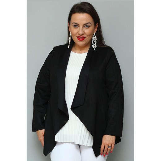 Żakiet wartefall LAURA zamsz czarny Plus Size karko.pl