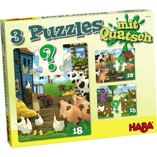 HABA Puzzle - Na Farmie (3 motywy) (HB300186) babyhop-pl zielony 