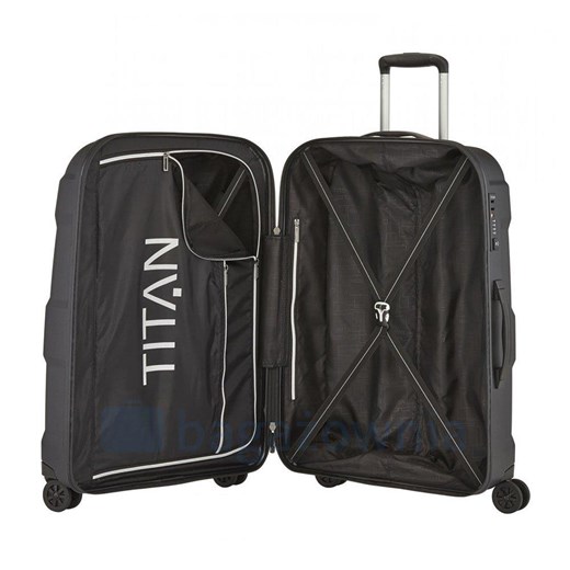 Średnia walizka TITAN X2 Shark skin 825407-01 Czarna Titan okazyjna cena Bagażownia.pl
