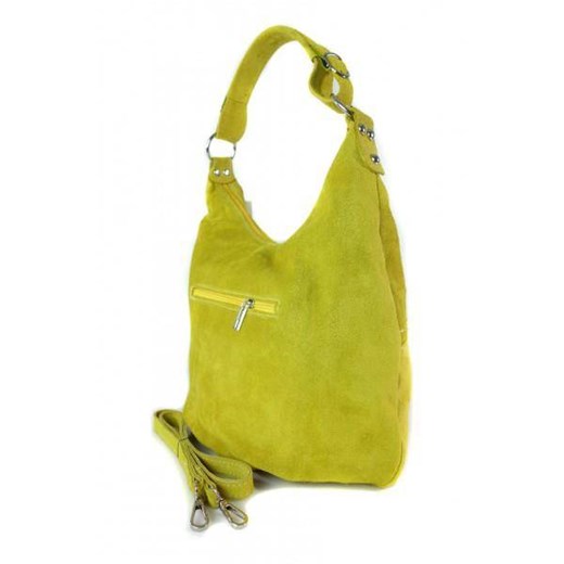 Klasyczny worek na ramię ,zamki suwaki XL A4  Shopper bag zamsz naturalny żółta  W345GL2 Kemer promocja Bagażownia.pl