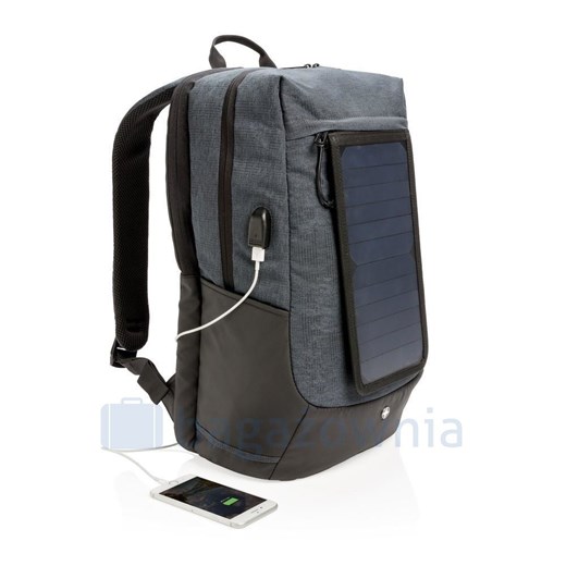 Plecak na laptopa 15,6" z ładowarką słoneczną Swiss Peak Czarny Swiss Peak okazyjna cena Bagażownia.pl