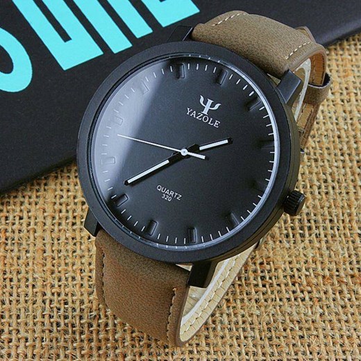 Zegarek męski yazole czarna tarcza brązowy pasek ZM146CZBR Kemer Bagażownia.pl okazyjna cena