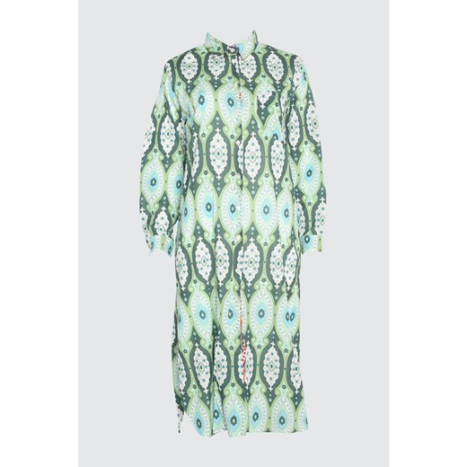 Trendyol Green Printed Long Vual Kimono&Kaftan Trendyol S Factcool