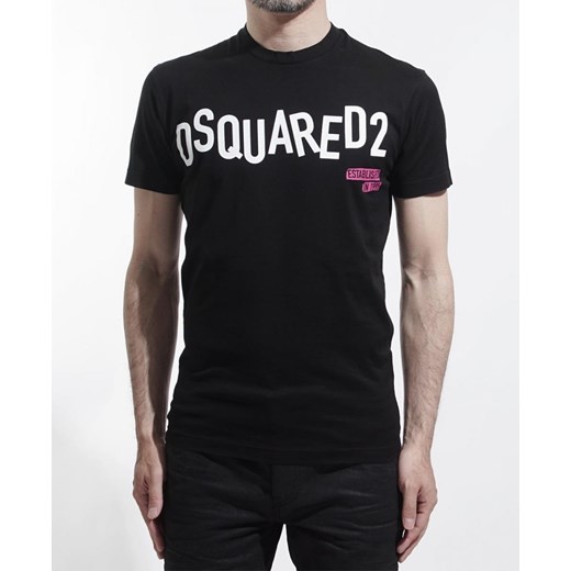 DSQUARED2 - czarny t-shirt z nadrukiem ,,Dsquared2'' Dsquared2 S outfit.pl