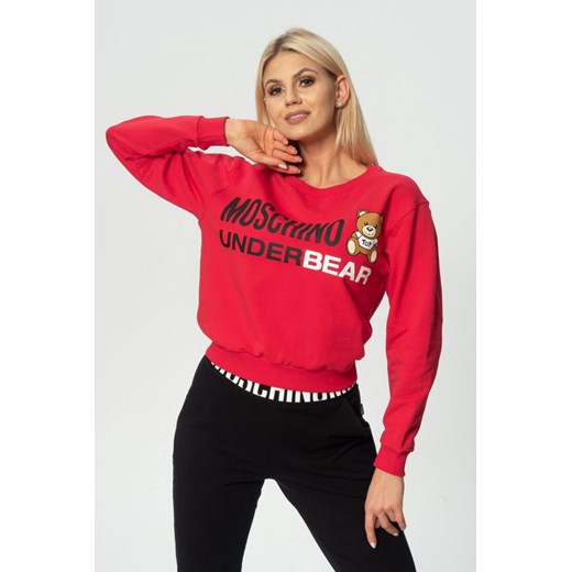 MOSCHINO UNDERWEAR - czerwona bluza damska z misiem Moschino M outfit.pl