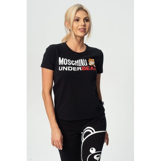 MOSCHINO UNDERWEAR - czarny t-shirt z małym misiem Moschino S outfit.pl
