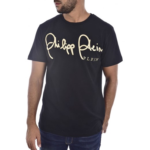 PHILIPP PLEIN t-shirt Gold Cut Round Neck SS ''Sign'' black / gold S outfit.pl
