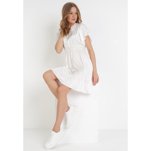 Biała Sukienka Daphniphe S/M Born2be Odzież