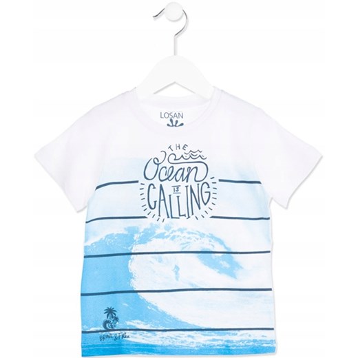 Losan T-shirt Chłopięcy Biały Nadruk Plaża 104 CM Oficjalny sklep Allegro