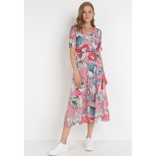 Różowa Sukienka Jynoris ze sklepu Born2be Odzież w kategorii Sukienki - zdjęcie 110591550