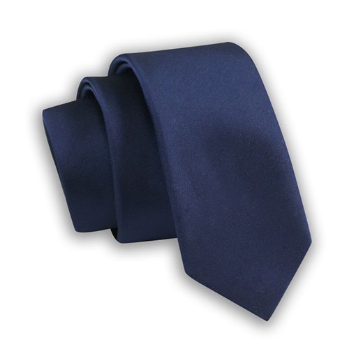 Krawat Granatowy Śledzik, Męski, Jednokolorowy, Elegancki, Gładki, 5cm -VERNON KRADM1805 ze sklepu JegoSzafa.pl w kategorii Krawaty - zdjęcie 110615431