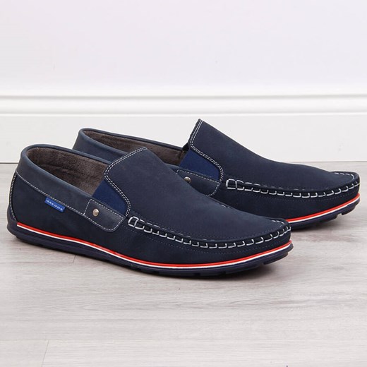 Mokasyny skórzane męskie slip on granatowe Gregor Gregor 40 okazyjna cena ButyRaj.pl