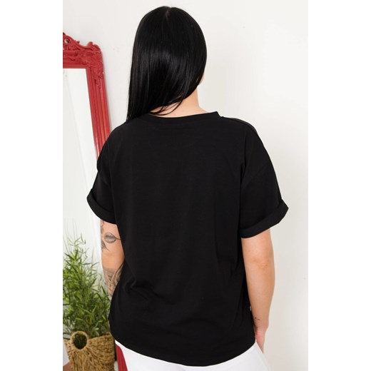 CZARNY T-SHIRT OVERSIZE Z NAPISEM Olika uniwersalny olika.com.pl