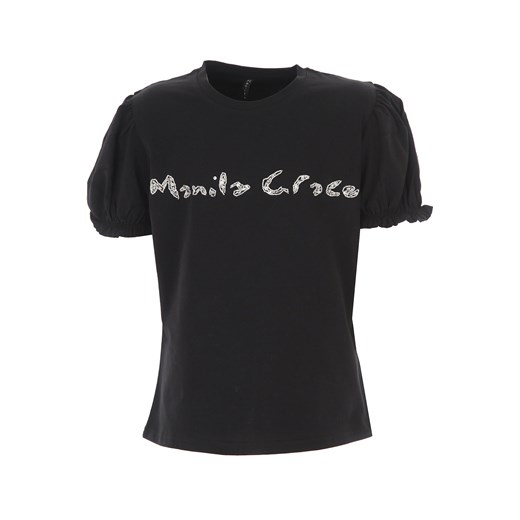 Manila Grace Koszulka Dziecięca dla Dziewczynek, czarny, Bawełna, 2021, 12Y 14Y 16Y Manila Grace 16Y RAFFAELLO NETWORK