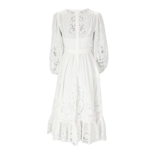 Sukienka Zimmermann z okrągłym dekoltem biała z długim rękawem 
