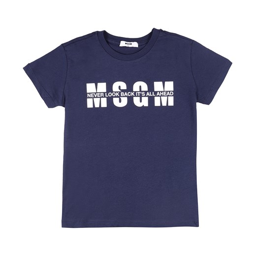 T-shirt chłopięce MSGM granatowy z krótkim rękawem z napisami