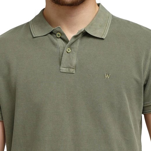 T-shirt męski zielony Wrangler casual bawełniany z krótkim rękawem 