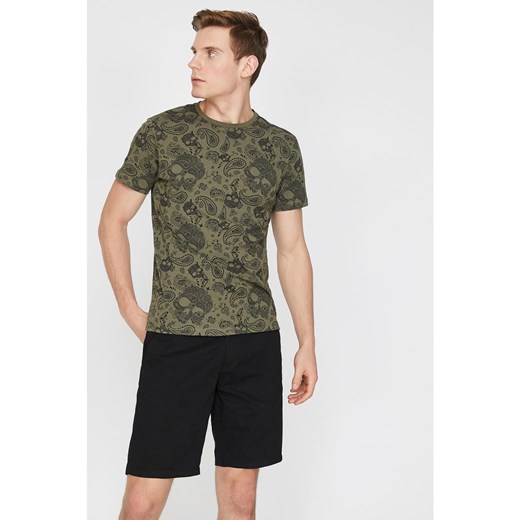 Koton Men's Green Patterned T-Shirt Koton S Factcool