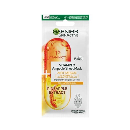 Garnier Vitamin C Ampoule Sheet Mask Ampułka rozświetlająca w masce na tkaninie z witaminą C i ekstraktem z ananasa 15g uniwersalny eKobieca.pl