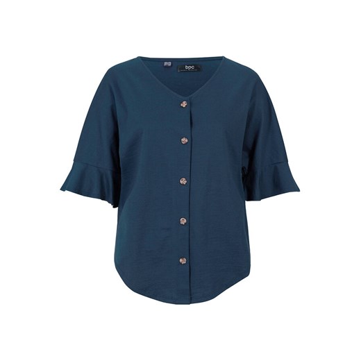 Bluzka shirtowa z plisą guzikową | bonprix 48/50 bonprix