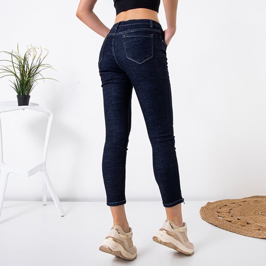 Granatowe damskie spodnie jeansowe - Odzież Royalfashion.pl L - 40 royalfashion.pl