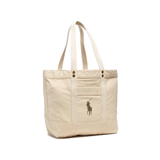 Shopper bag Polo Ralph Lauren na ramię matowa mieszcząca a8 