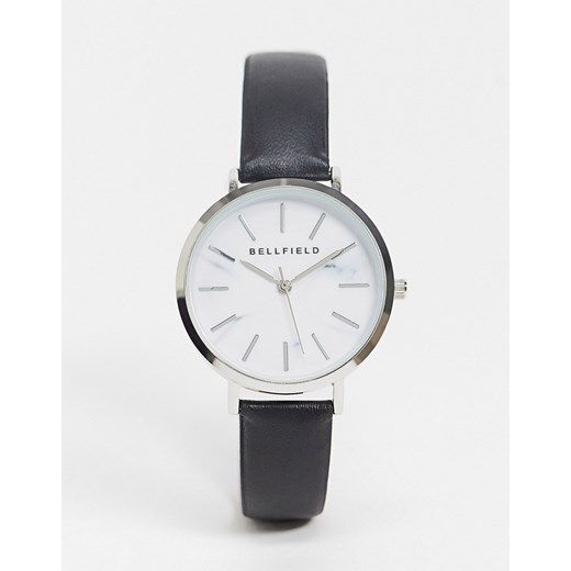 Bellfield – Zegarek ze srebrnym wykończeniem na poliuretanowym pasku-Black One Size okazja Asos Poland