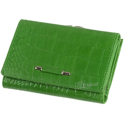 Croco N-1950 5 portfel skórzany damski - zielony apeks-pl zielony abstrakcyjne wzory