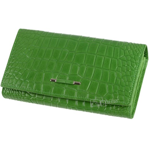 Croco N-1705 5 portfel skórzany damski - zielony apeks-pl zielony abstrakcyjne wzory