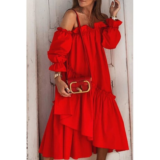 Sukienka ZELORDA RED L okazyjna cena Ivet Shop