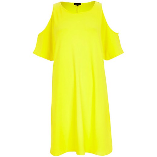 Yellow cold shoulder swing dress river-island zolty 