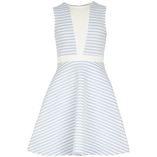 Girls blue stripe fit and flare dress river-island bialy fit