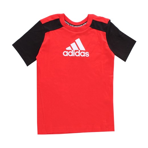 Czerwony t-shirt chłopięce Adidas z krótkimi rękawami 