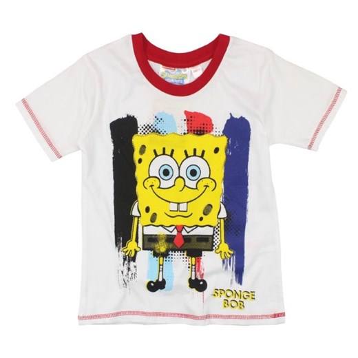 EplusM, T-shirt chłopięcy, Sponge Bob, rozmiar 92/98 - Wyprzedaż - ubrania i buty nawet do -50% taniej! smyk-com bialy chłopięce
