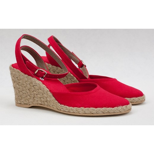 Espadryle wysokie czerwone espadryle-pl czerwony wysokie