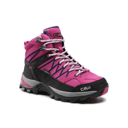 Różowe buty trekkingowe damskie Cmp na płaskiej podeszwie sznurowane 