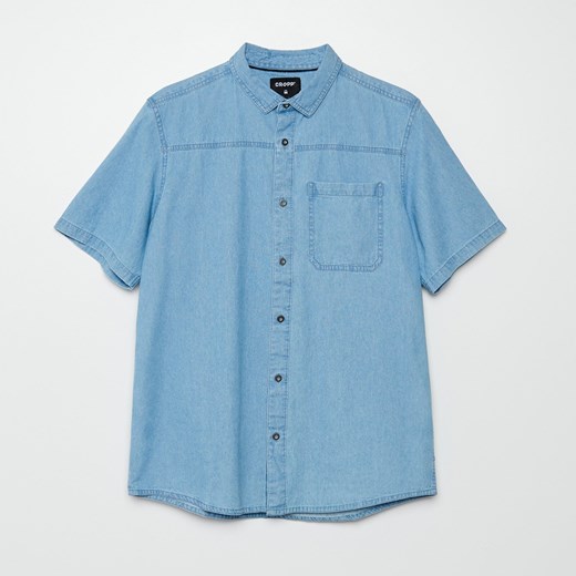 Cropp - Jeansowa koszula z krótkim rękawem - Niebieski Cropp L Cropp